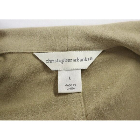WOMEN'S BEIGE FAUX SUEDE OPEN FRONT JACKET - CHRISTOPHER & BANKS - SIZE L - Picture 12 of 12